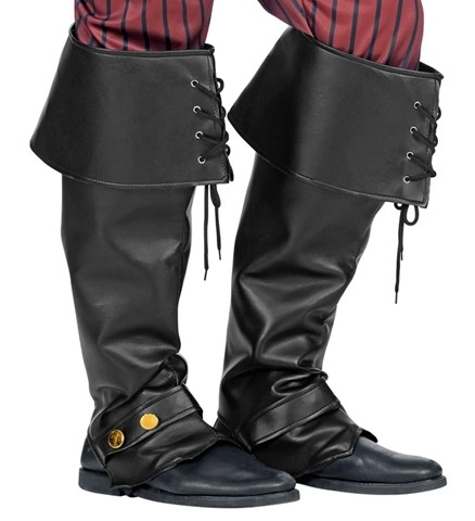 [WID09815] Pair of black leather-look boot covers