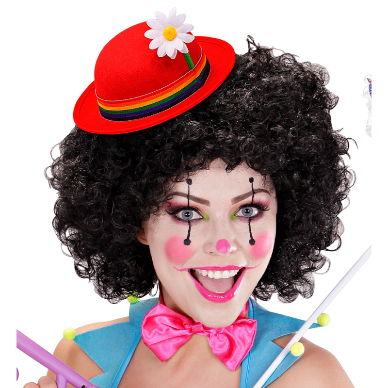 [WID68575] Mini Red Clown Bowler Hat with Daisy