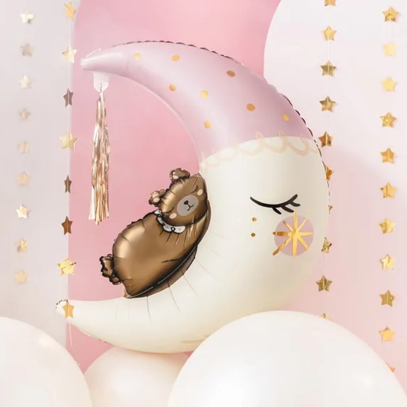 [PARFB196] Luftballon Mond und Bärchen 98 cm (Rose)