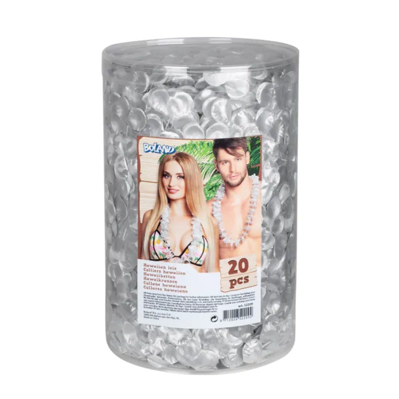 [BOL52209] Colliers hawaiiens métallisés, lot de 20 (Argent métalique)