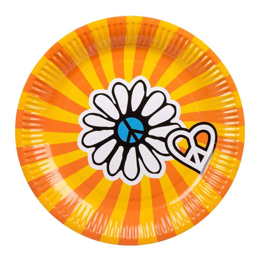 6 Assiettes Peace and love Hippie