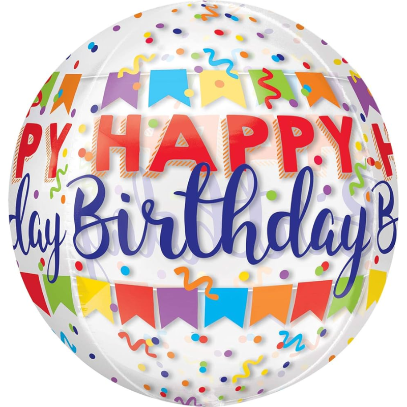 Ballon sphère happy birthday bannerbash 40 cm