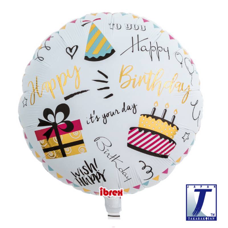 [PMSTK0201313512] Ballon alu happy birthday 14"/35 cm - Takarakosan