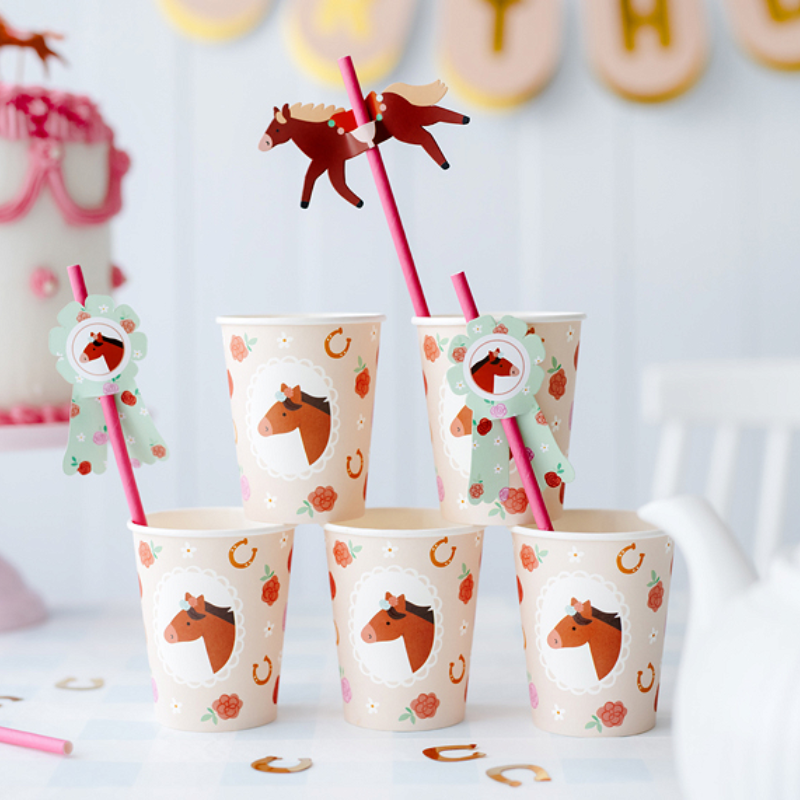 [PARNSL2] Pailles en papier petits chevaux, paquet de 6