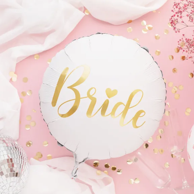 Ballon blanc "Bride" en or 45 cm