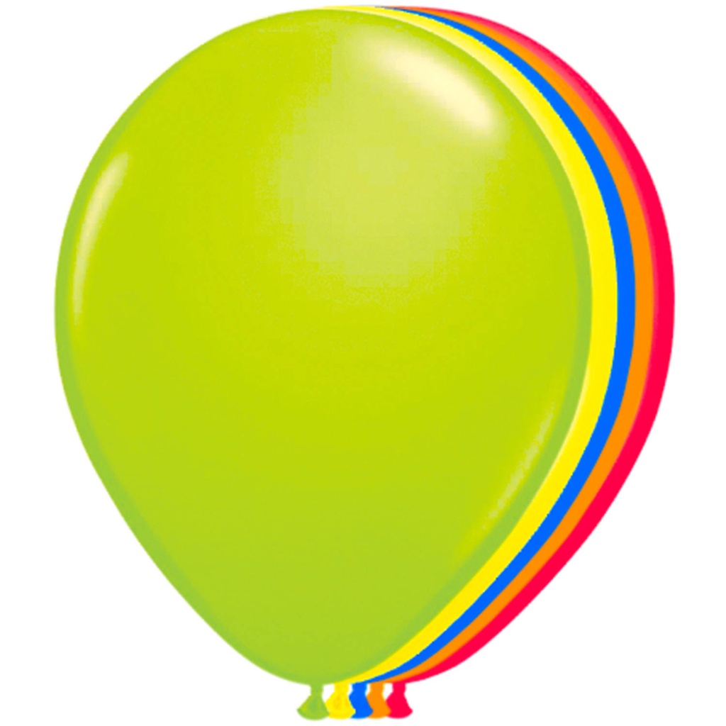 Ballons latex 25 cm couleurs néons assorties, paquet de 50