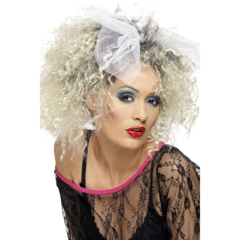 [SMI42031] Wild Child 80's Wig with Bow (Blond)
