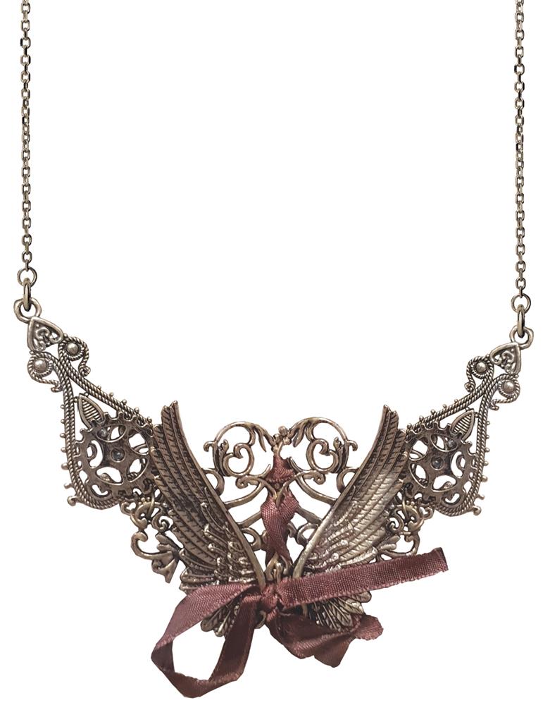 [FUN52373] Steampunk Kette Metall mit Satinband