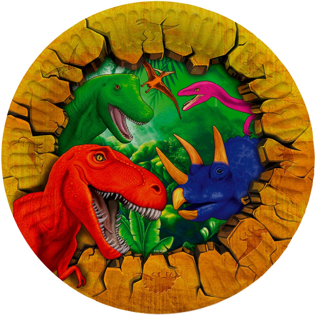 8 Assiettes en carton Dinosaures