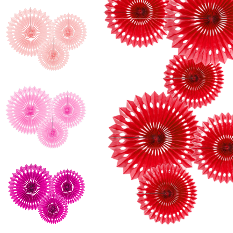 [PARRPB1-007] Rosettes en papier - Lot de 3 (Rouge)