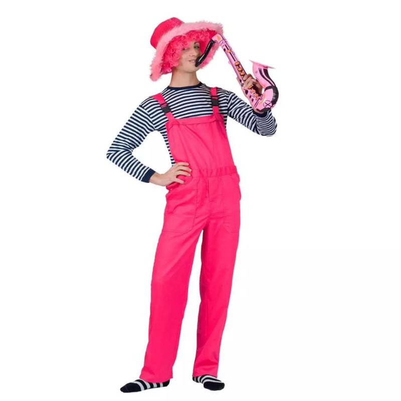 [FUN6030321_S] Déguisement adulte salopette rose fluo (S)