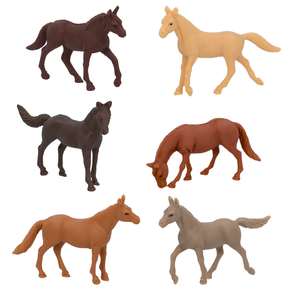 [BOL30795] Petits chevaux en plastique, lot de 6