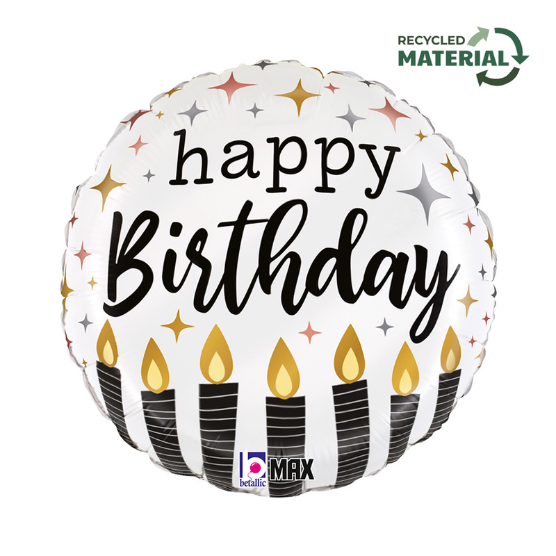 Ballon alu "Happy Birthday" bougies 18"