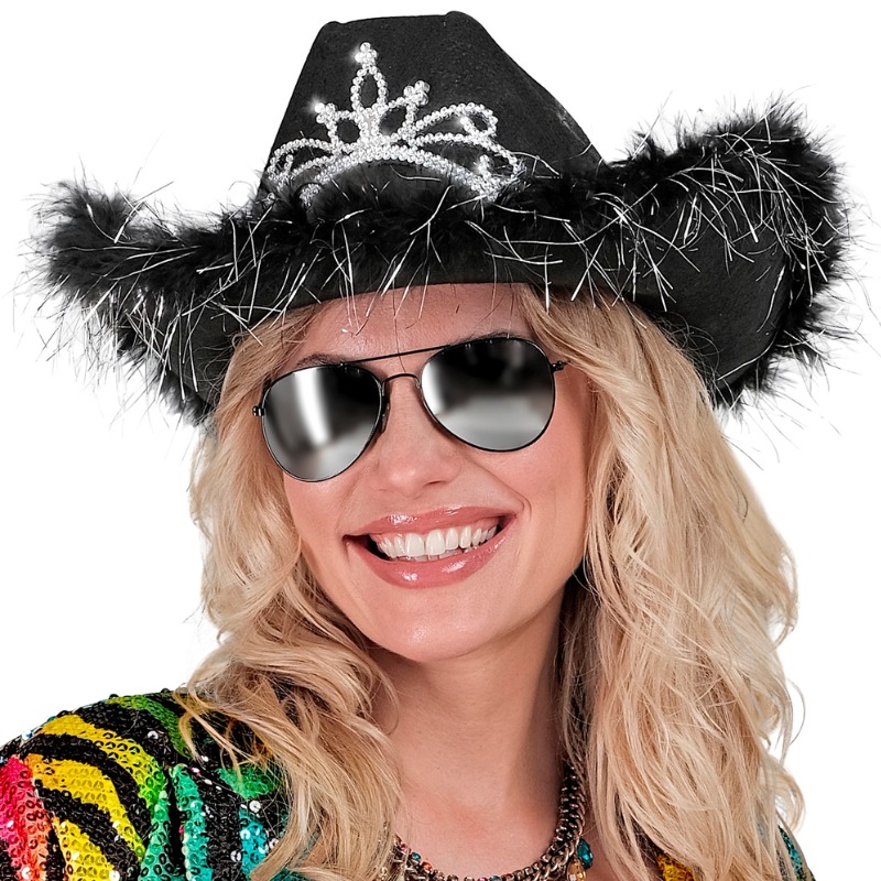 Chapeau de Cowgirl avec plume et couronne