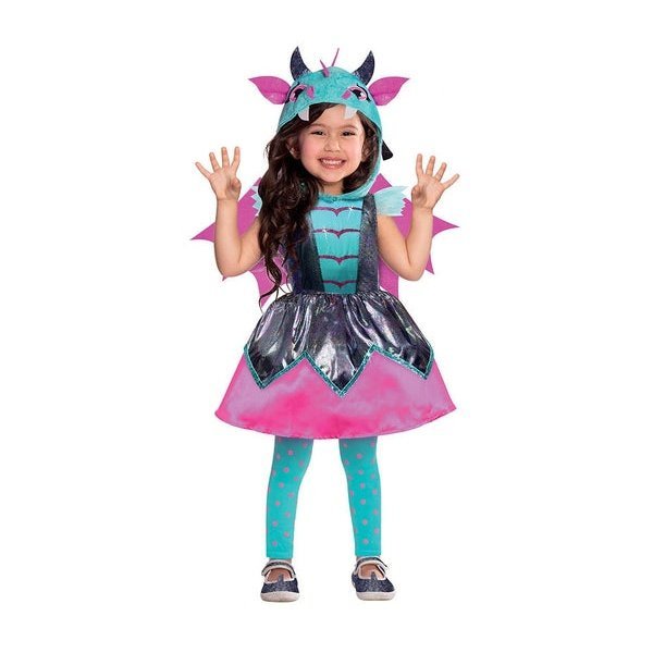 [AMS9911961] Déguisement fille dragon rose et bleu  (4-6 ans)