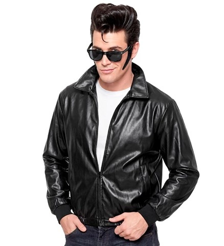 [WID4366B] Kunstlederjacke im 50er-Jahre-Stil für Herren (XL)