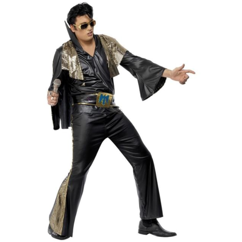 Déguisement d'Elvis™ noir et or pour homme 