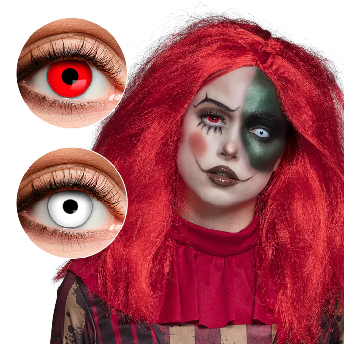 [ZOEDUO6] Lentilles fantaisie Duo White Zombie/Red Devil blanches — 3 mois