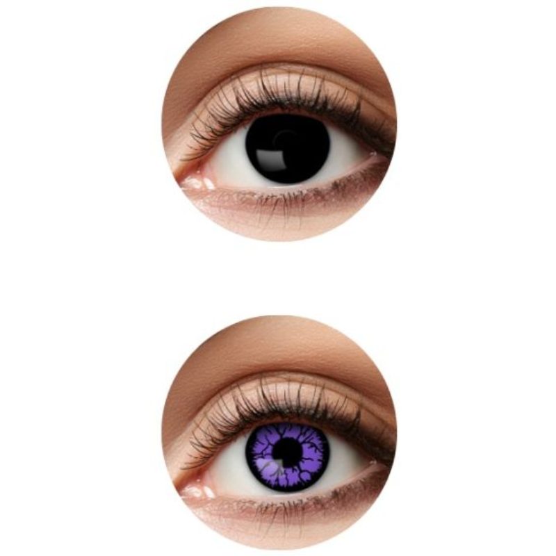 [ZOEDUO7] Lentilles fantaisie Duo Black Witch / Purple Monster noires — 3 mois