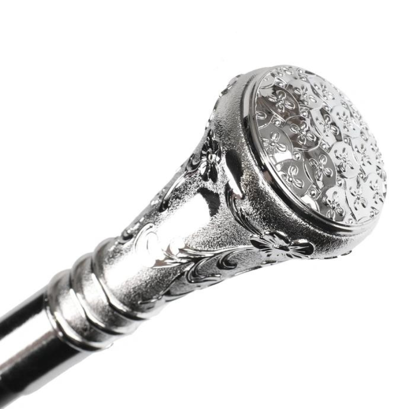 [ZOE97789541.112] Canne pommeau fleurs argentées