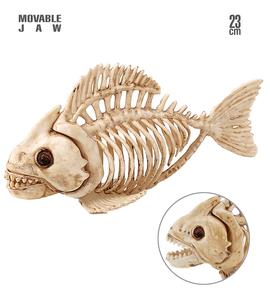 [WID21106] Décoration squelette poisson Piranha 23 cm