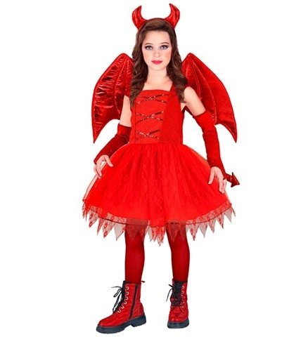 [WID27625] Teufelin-Kostüm für Mädchen (4-5 ans /116 cm)
