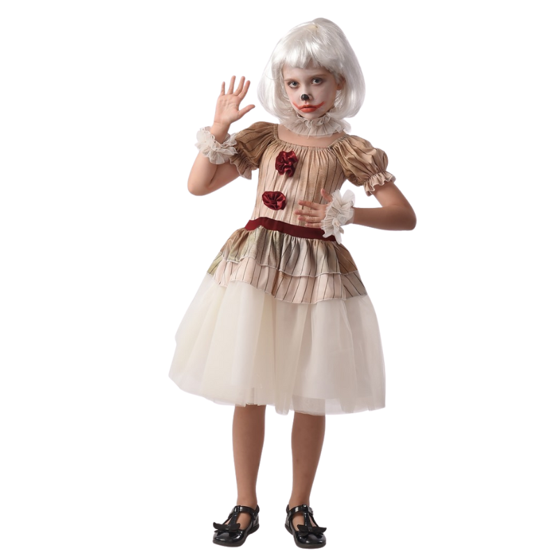 [PCL91647] Killer Clown Costume for Girls (5-6 ans)