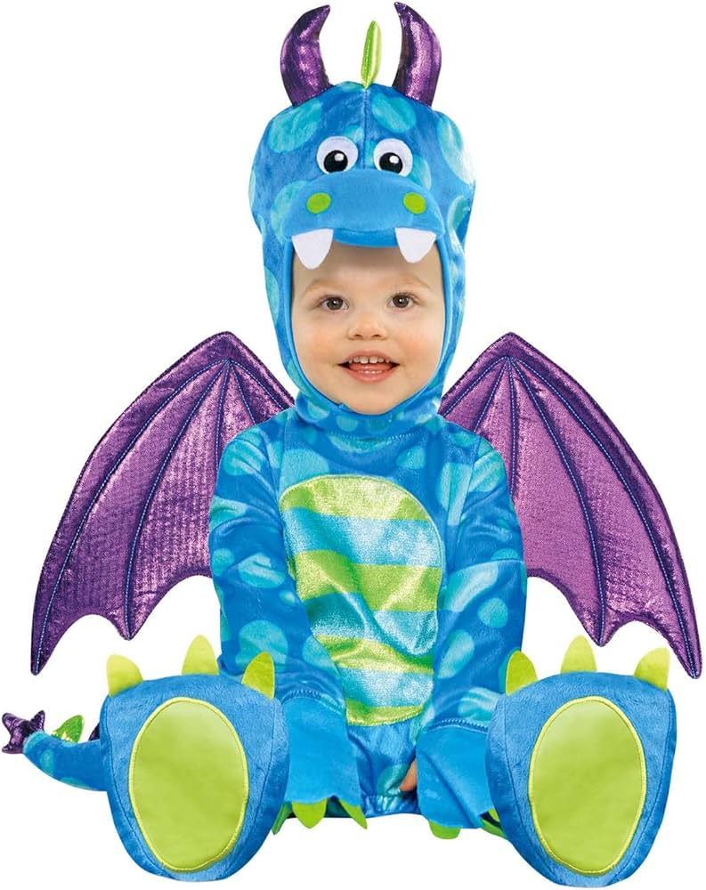Déguisement de petit dragon bleu pour bébé
