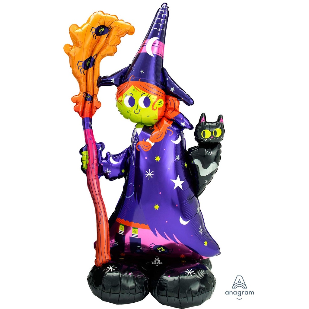 Ballon AirLoonz sorcière et son chat 139 cm