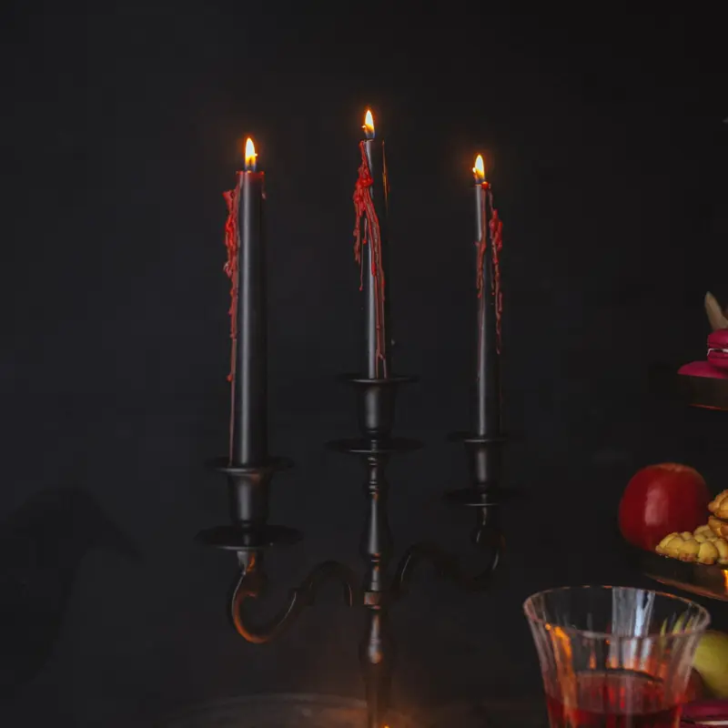 3 Bougies noires saignantes 25 cm