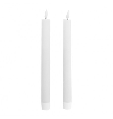 [CHA12503] Bougies à chandelier blanc LED 24 cm, lot de 2