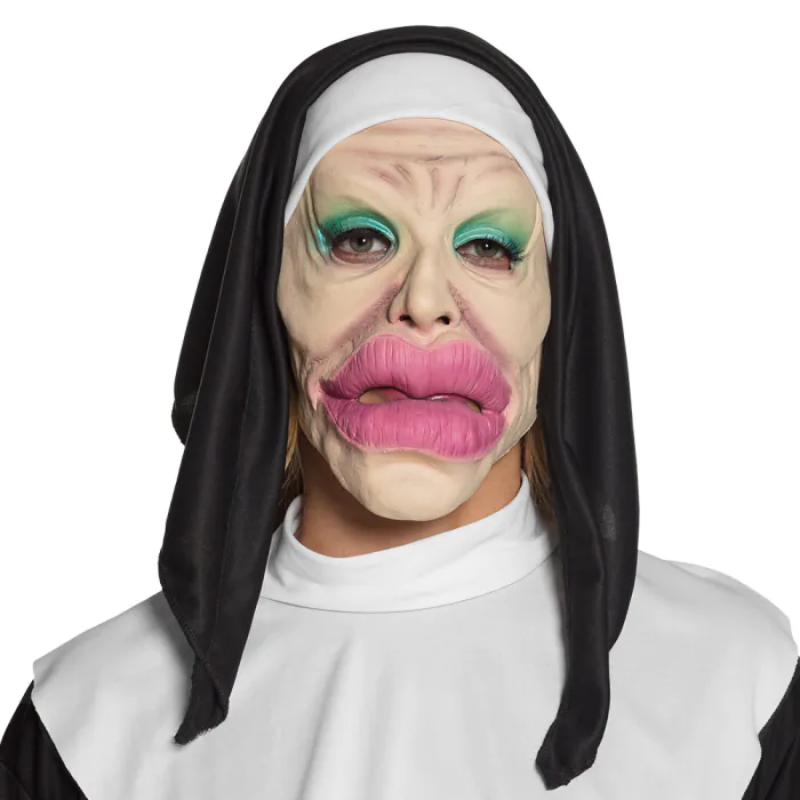 [BOL00139] Latexmaske Nonne mit dicken Lippen