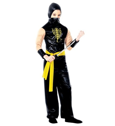 [WID38756] Gelb-schwarzes Ninja-Kostüm für Jungen (5-7 ans /128 cm)