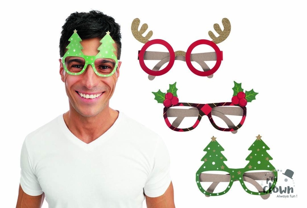 Cardboard Christmas Glasses, pack of 6