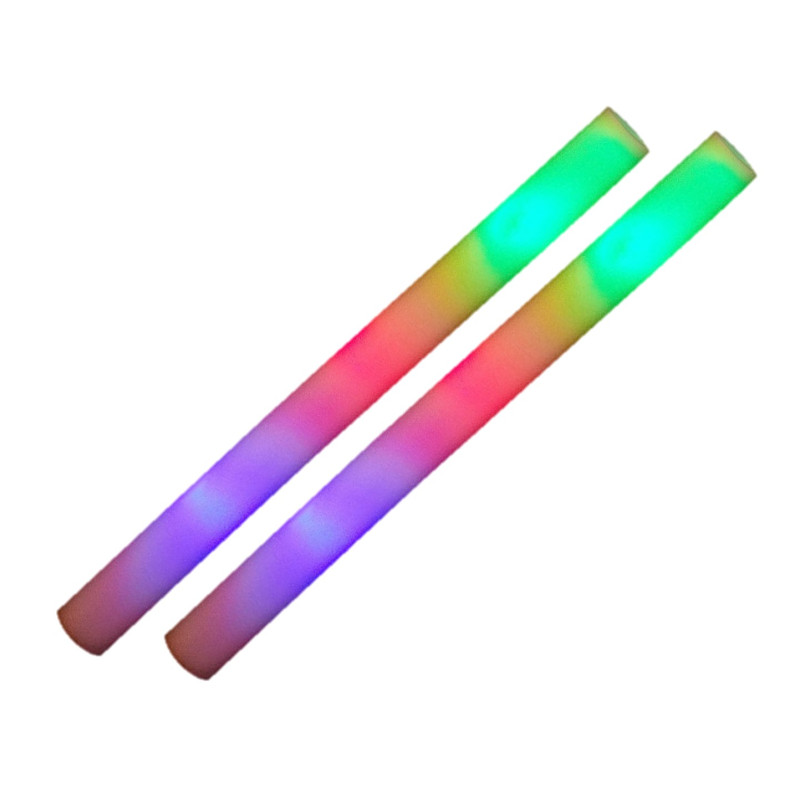 Set 2 batons mousse 48 cm lumineux LED multicolores, piles fournies