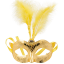Metallic Venetian Mask with Rhinestones and Feathers