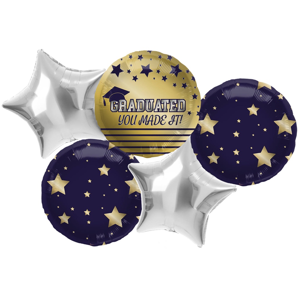 Bouquet de 5 ballons Graduation de 45 cm