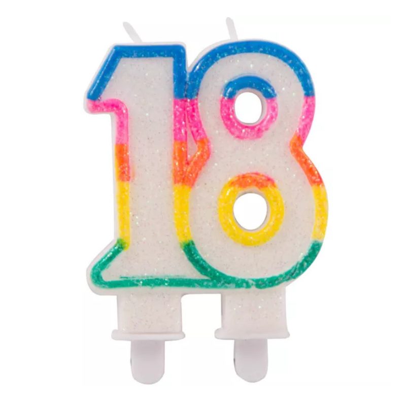 [PCL80118] Bougies chiffres arc-en-ciel (18)