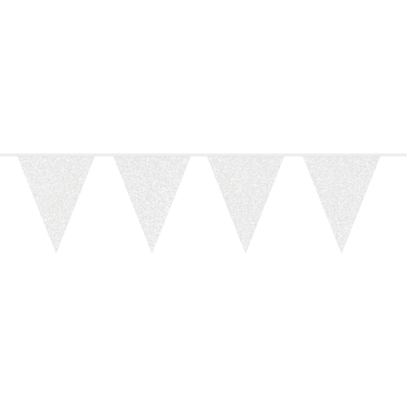 [FOL60231] Guirlande de fanions pailletés - 6m (Blanc)