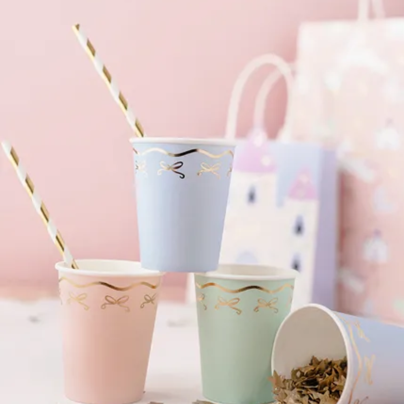 [PARKPP94-EU1] 6 Gold Bow Cups - Pastel Collection
