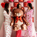 Ballon Ourson brun et nœud rouge 88 cm