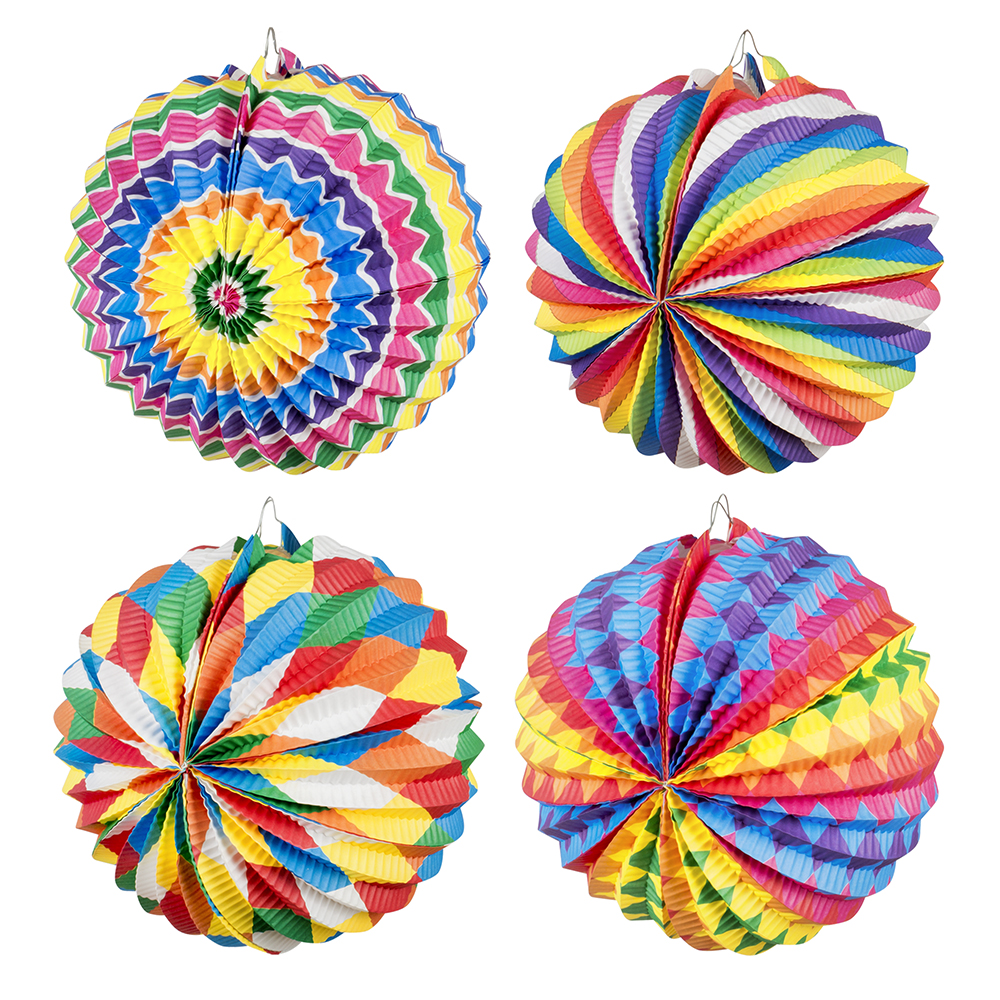 Lampion en papier multicolore diam. 22 cm - 4 modèles assortis