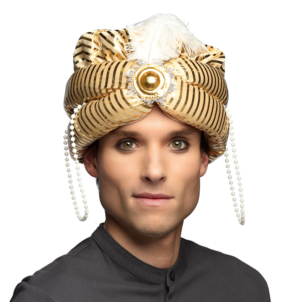 [BOL81036] Chapeau de Sultan doré et perles