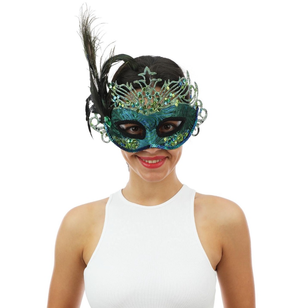 [PCL23375] Masque sequins et plumes de Paon