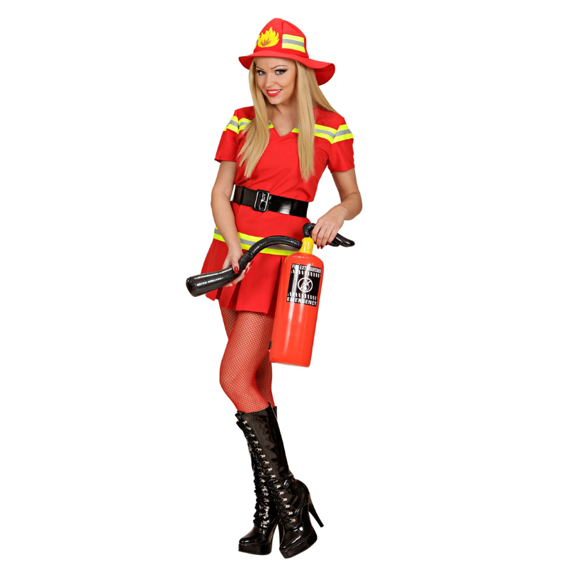 [WID58941] Déguisement pompier femme robe à bandes jaunes (S)
