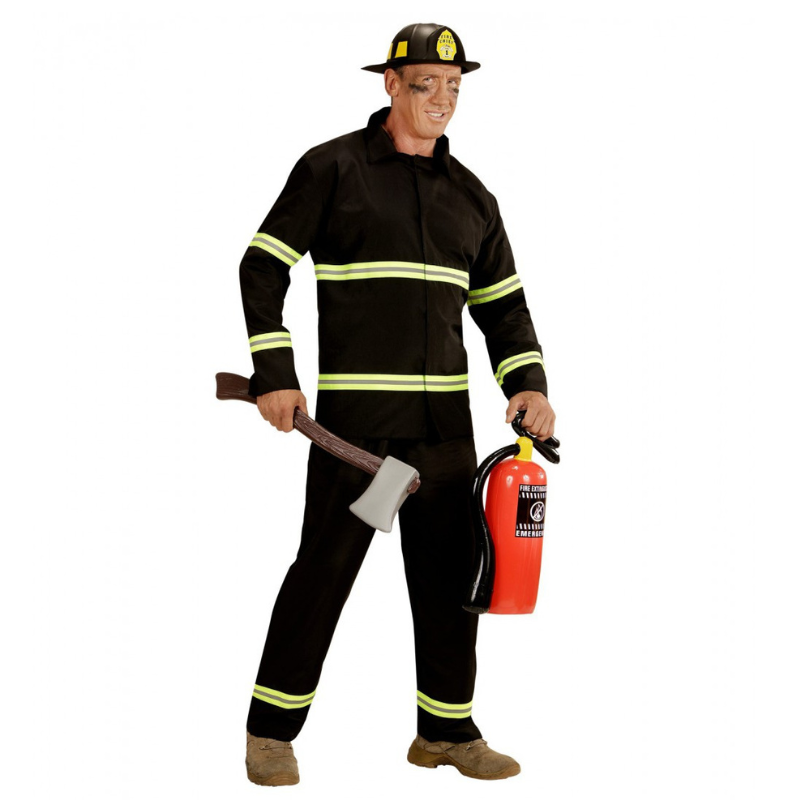 Schwarzes Feuerwehrmann-Kostüm für Herren