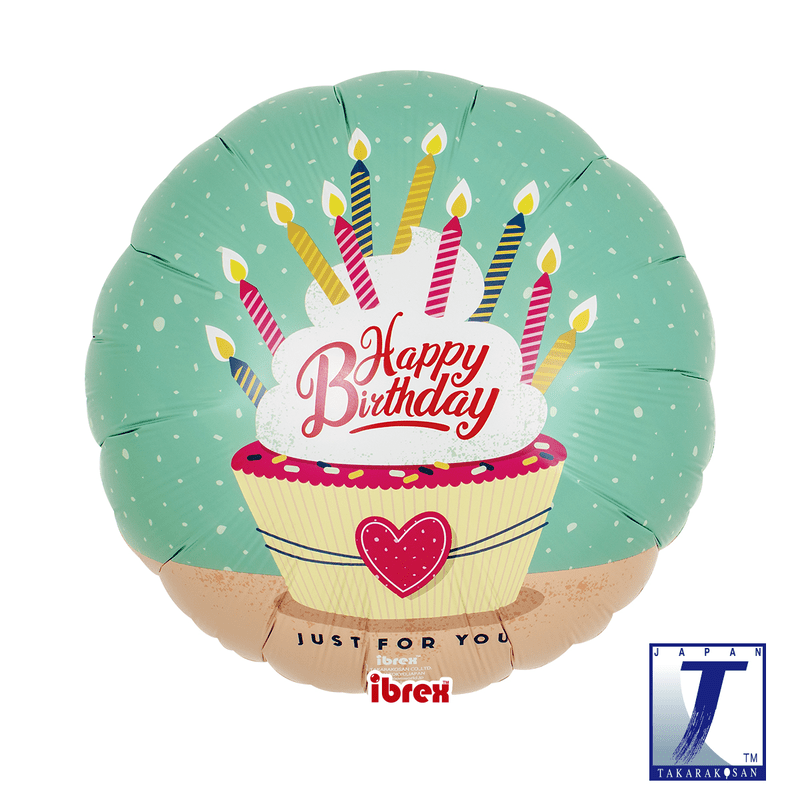 [ABCTK0201213120] Ballon 14" Happy Birthday cake et bougies - Takarakosan
