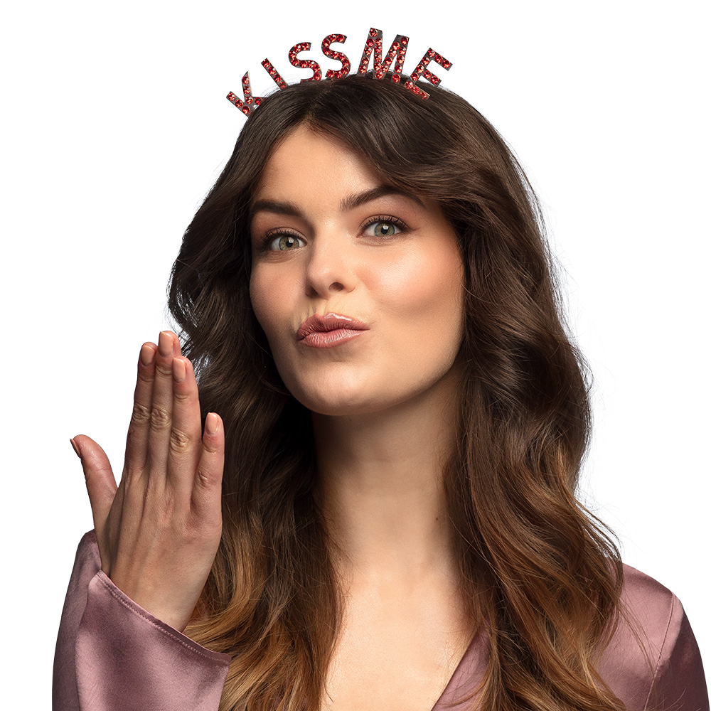 [BOL01448] Tiara "Kiss Me" mit rotem Strass