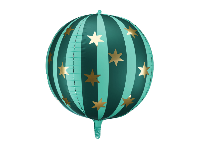 [PARFB243-012] Foil ball balloon with gold stars 50 cm (vert emeraude)