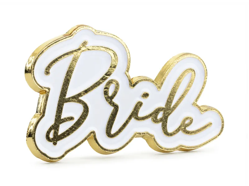 Broche "Bride" blanche et or